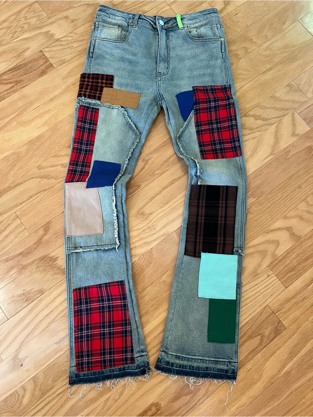 RÊVES PARIS Patchwork Carpenter Jeans | Double Knee Distressed | Size 30 - Picture 2 of 14